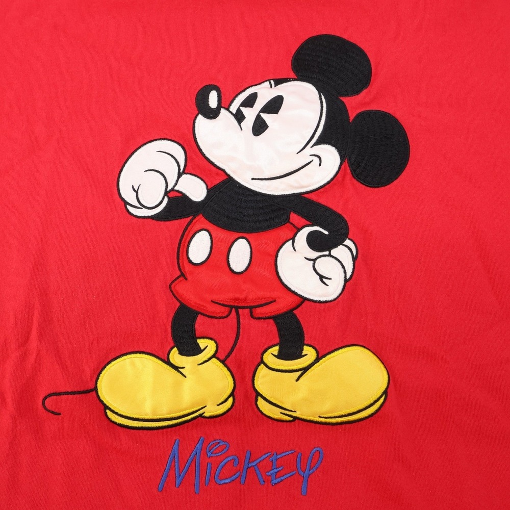 Vintage‎ Disney Catalog Big Embroidered Mickey Mouse T-Shirt Red Mens Large